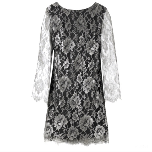 TIBI Metallic Floral Lace Open Back Mini Dress - Picture 2 of 15